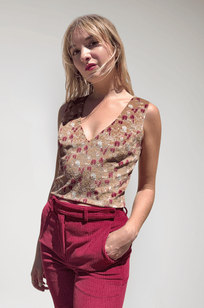 Sophie Top in Italian Floral Velvet Tops CHRISTINE ALCALAY