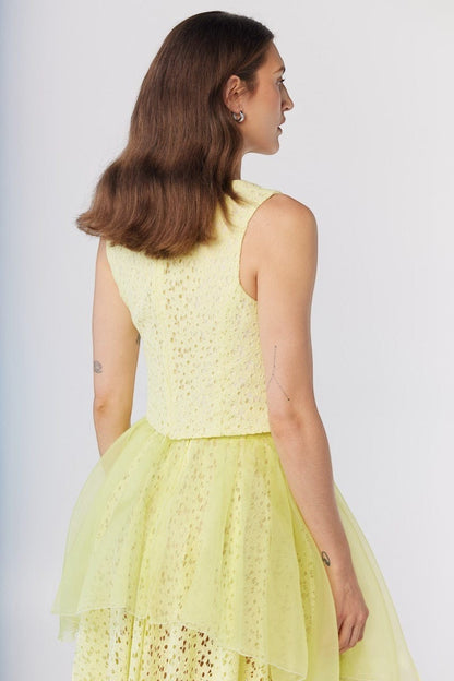 Sophie Top in Limoncello Yellow Corded Lace Tops CHRISTINE ALCALAY