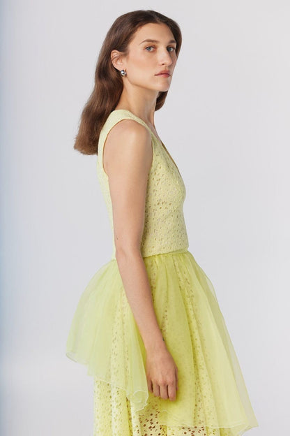 Sophie Top in Limoncello Yellow Corded Lace Tops CHRISTINE ALCALAY