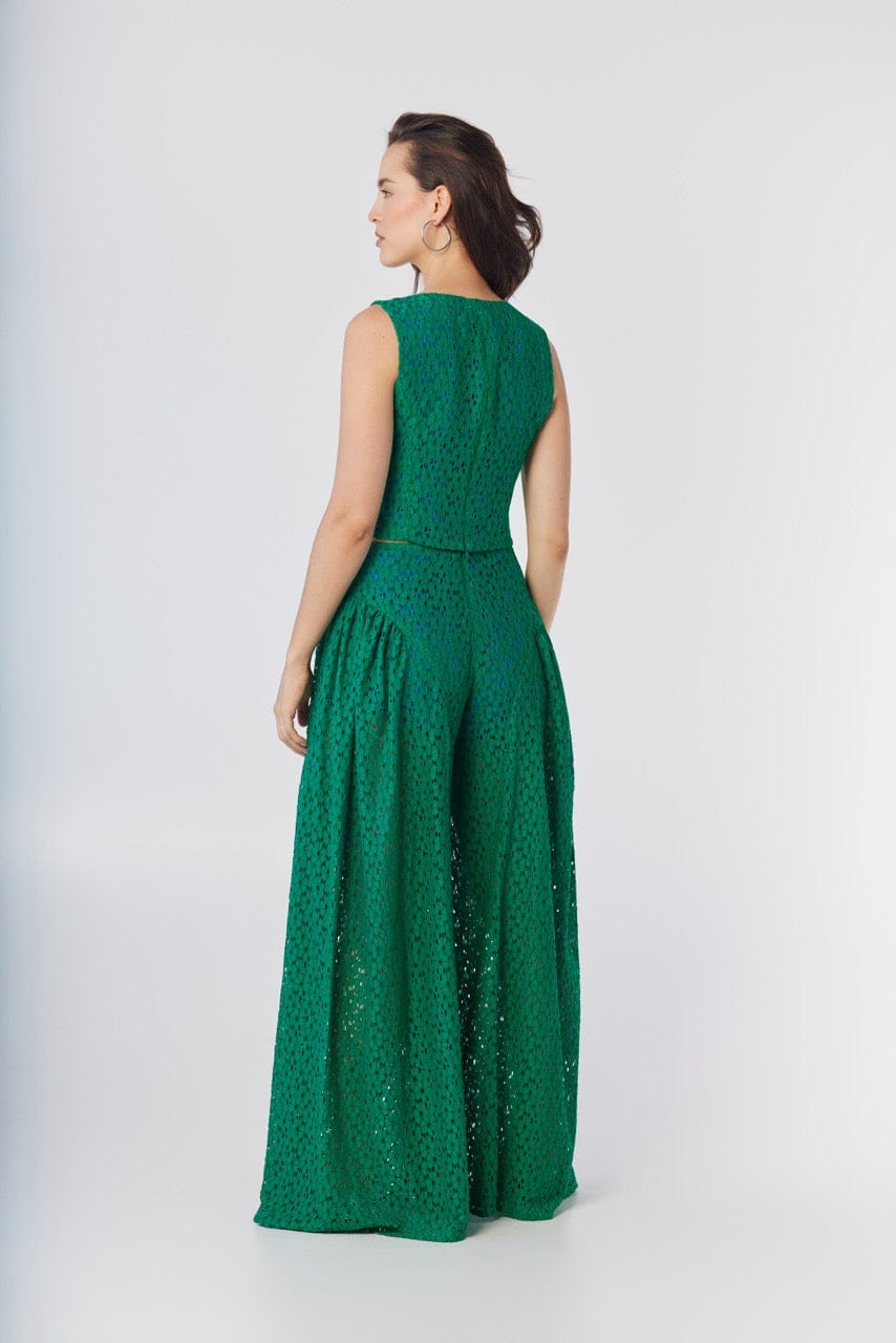 Sophie Top in Malachite Green Corded Lace Tops CHRISTINE ALCALAY