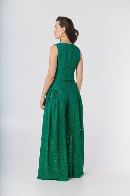 Sophie Top in Malachite Green Corded Lace Tops CHRISTINE ALCALAY