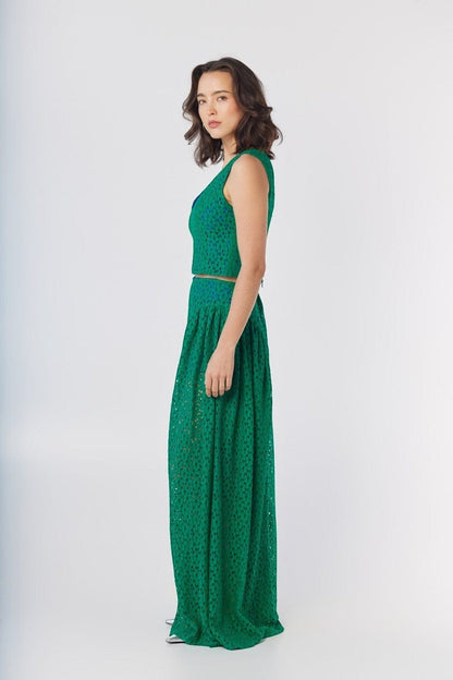 Sophie Top in Malachite Green Corded Lace Tops CHRISTINE ALCALAY