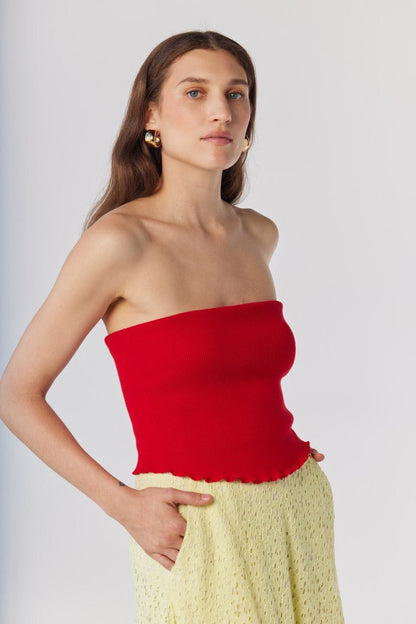 Janet Tube Top in Tomato Pima Cotton Tops CHRISTINE ALCALAY Tomato XS/S