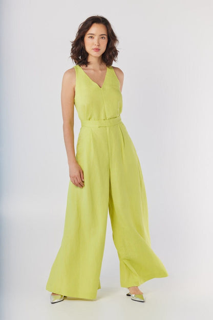 Viviane Tank in Lemongrass Linen Blend Tops CHRISTINE ALCALAY