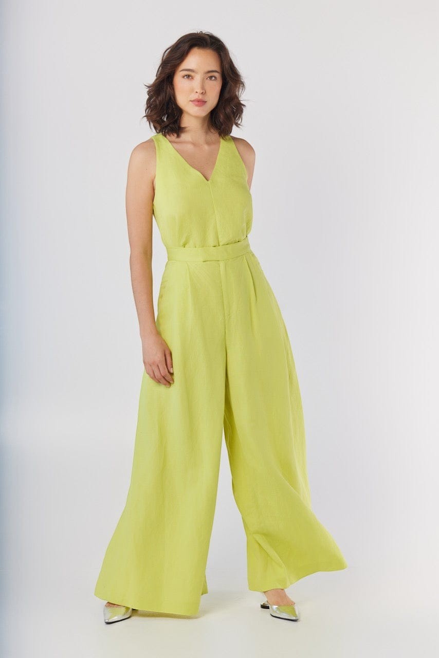 Viviane Tank in Lemongrass Linen Blend Tops CHRISTINE ALCALAY