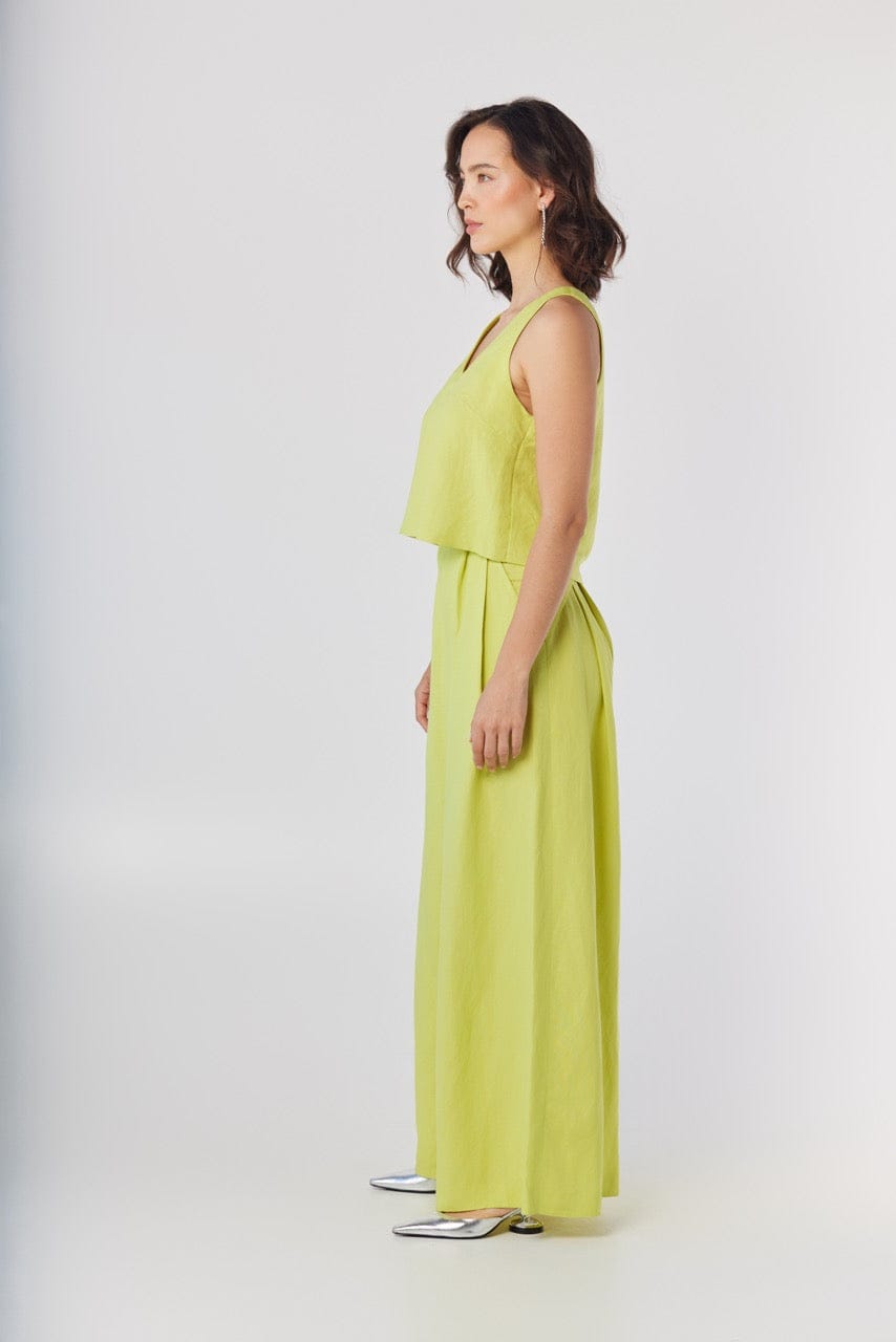 Viviane Tank in Lemongrass Linen Blend Tops CHRISTINE ALCALAY