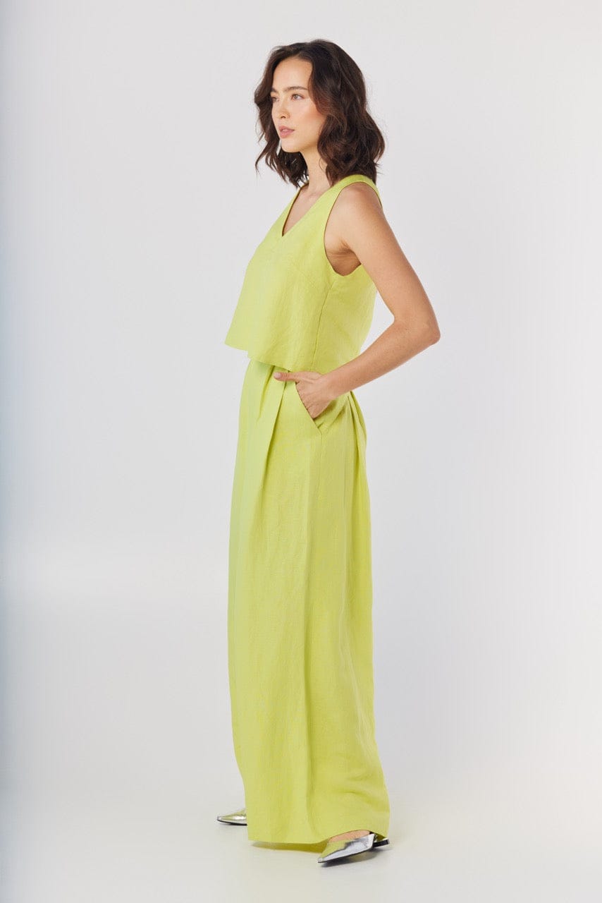 Viviane Tank in Lemongrass Linen Blend Tops CHRISTINE ALCALAY