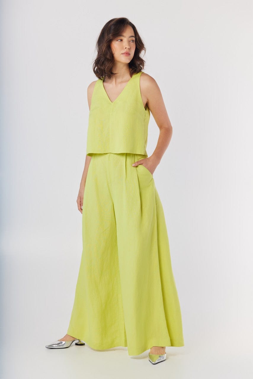 Viviane Tank in Lemongrass Linen Blend Tops CHRISTINE ALCALAY