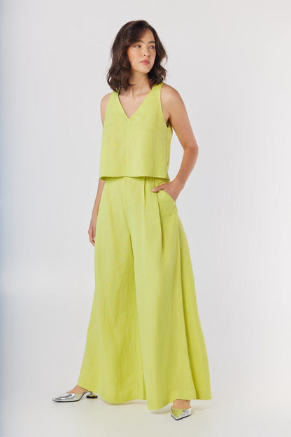 Viviane Tank in Lemongrass Linen Blend Tops CHRISTINE ALCALAY