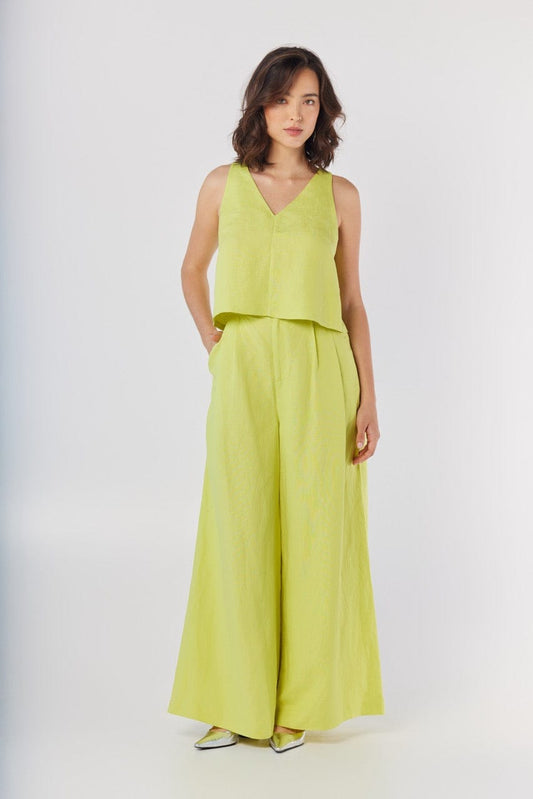 Viviane Tank in Lemongrass Linen Blend Tops CHRISTINE ALCALAY