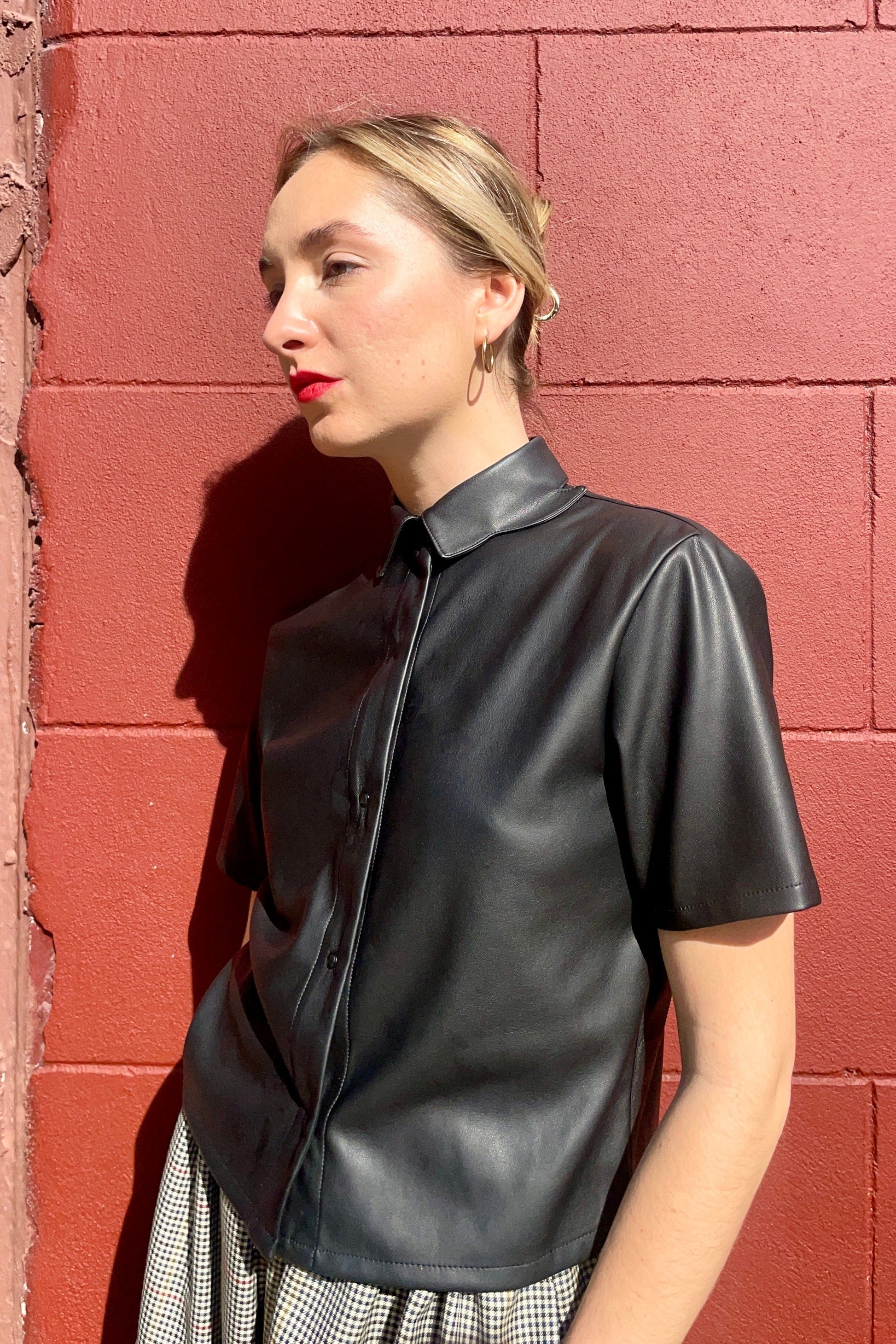 Volante Blouse in Pleatherette Tops CHRISTINE ALCALAY   