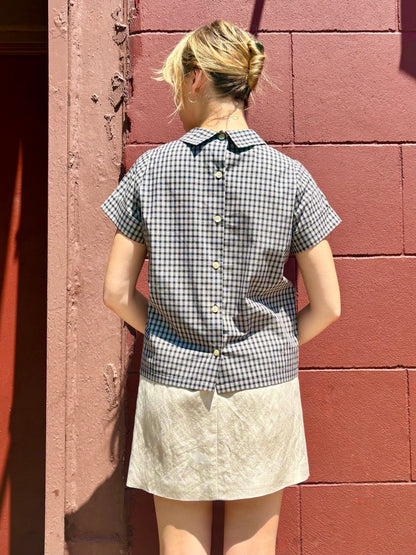 Wendy Blouse in Black Plaid Cotton Tops CHRISTINE ALCALAY