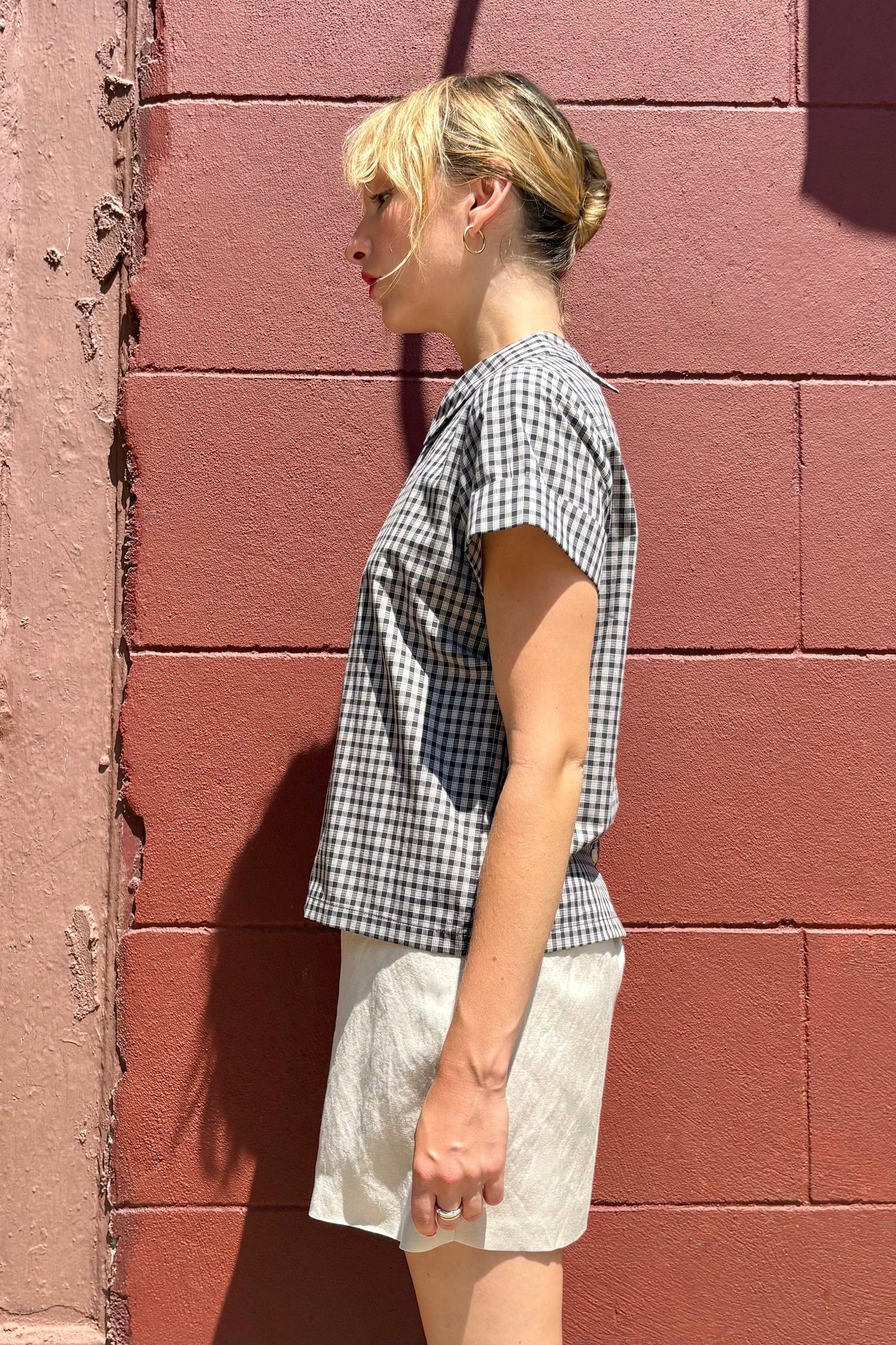 Wendy Blouse in Black Plaid Cotton Tops CHRISTINE ALCALAY