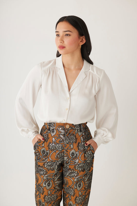 Rose Blouse in Japanese Charmeuse Tops CHRISTINE ALCALAY White Extra Large 