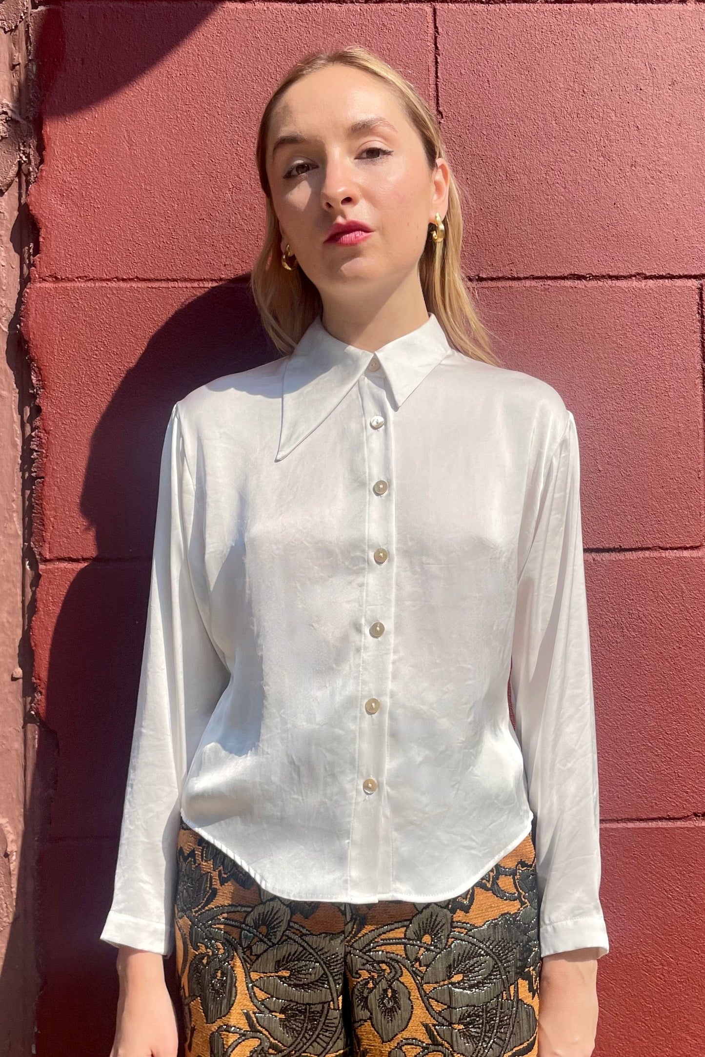 Jojo Blouse in Japanese Charmeuse Tops CHRISTINE ALCALAY White Extra Small 