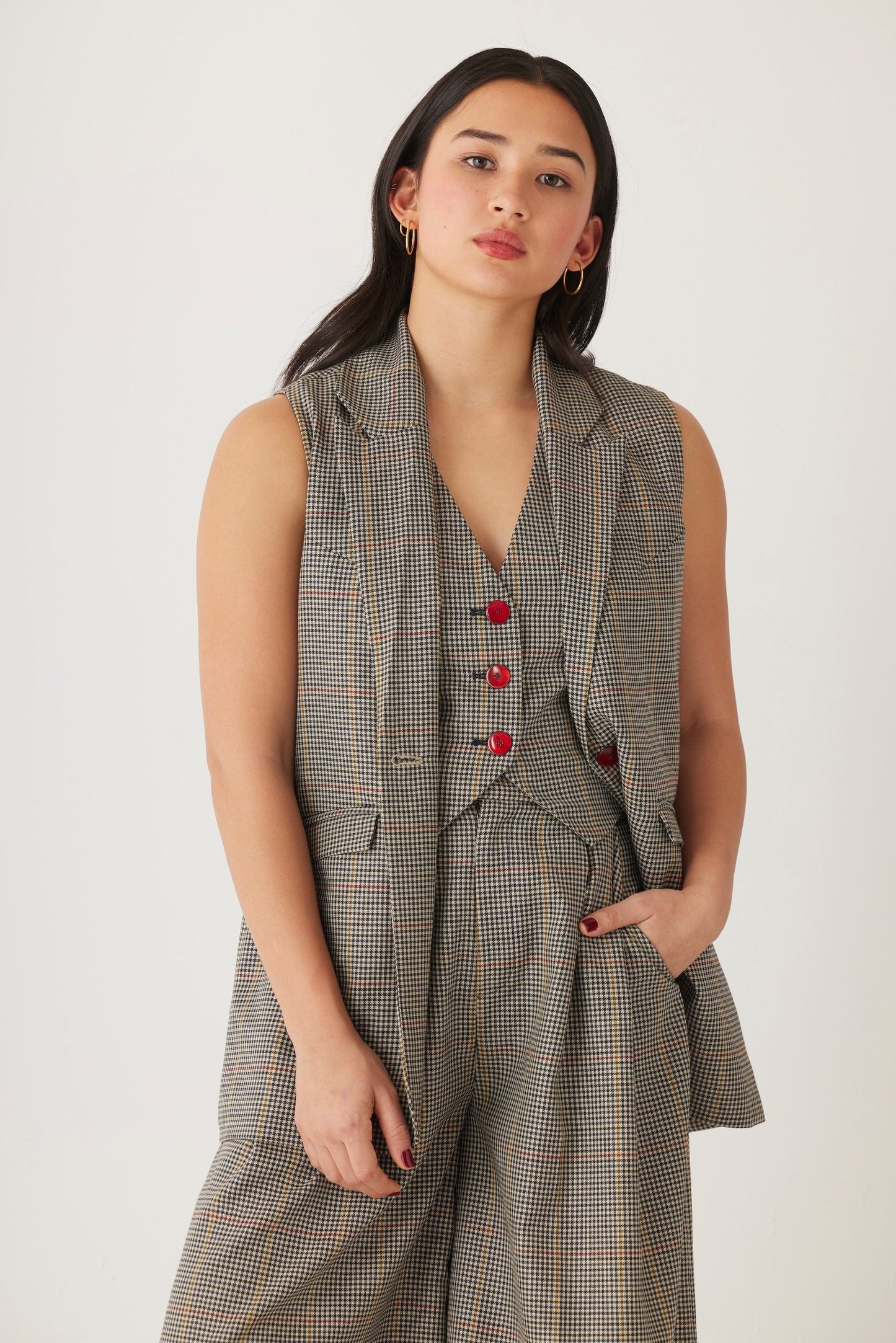 Candice Vest in Tropical Wool Plaid Vest CHRISTINE ALCALAY   