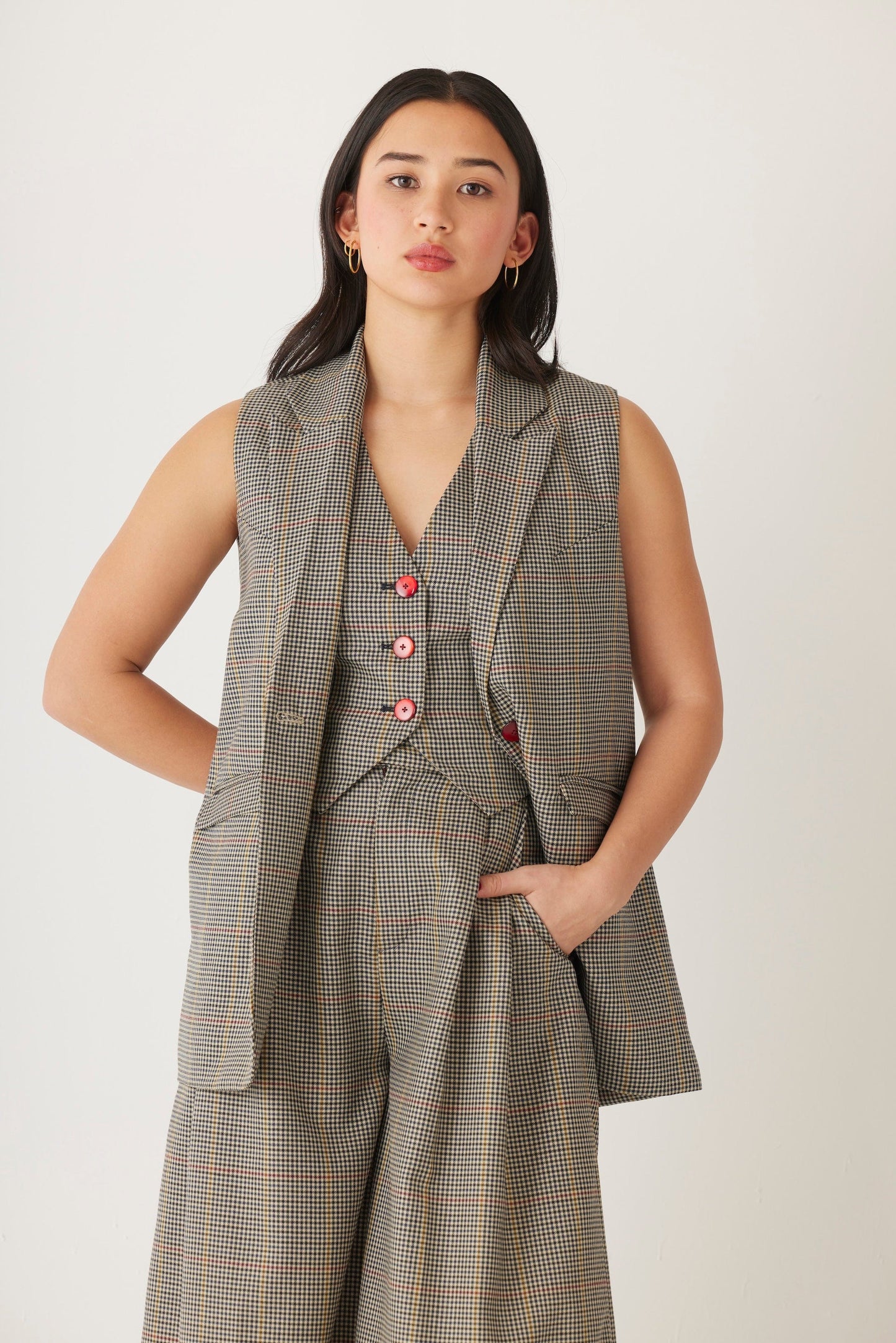 Candice Vest in Tropical Wool Plaid Vest CHRISTINE ALCALAY   