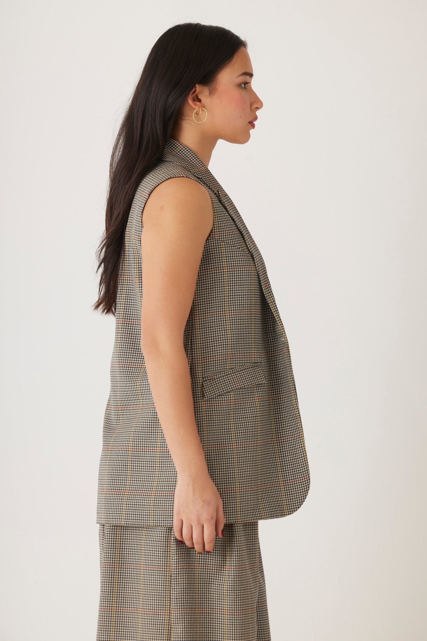 Candice Vest in Tropical Wool Plaid Vest CHRISTINE ALCALAY   