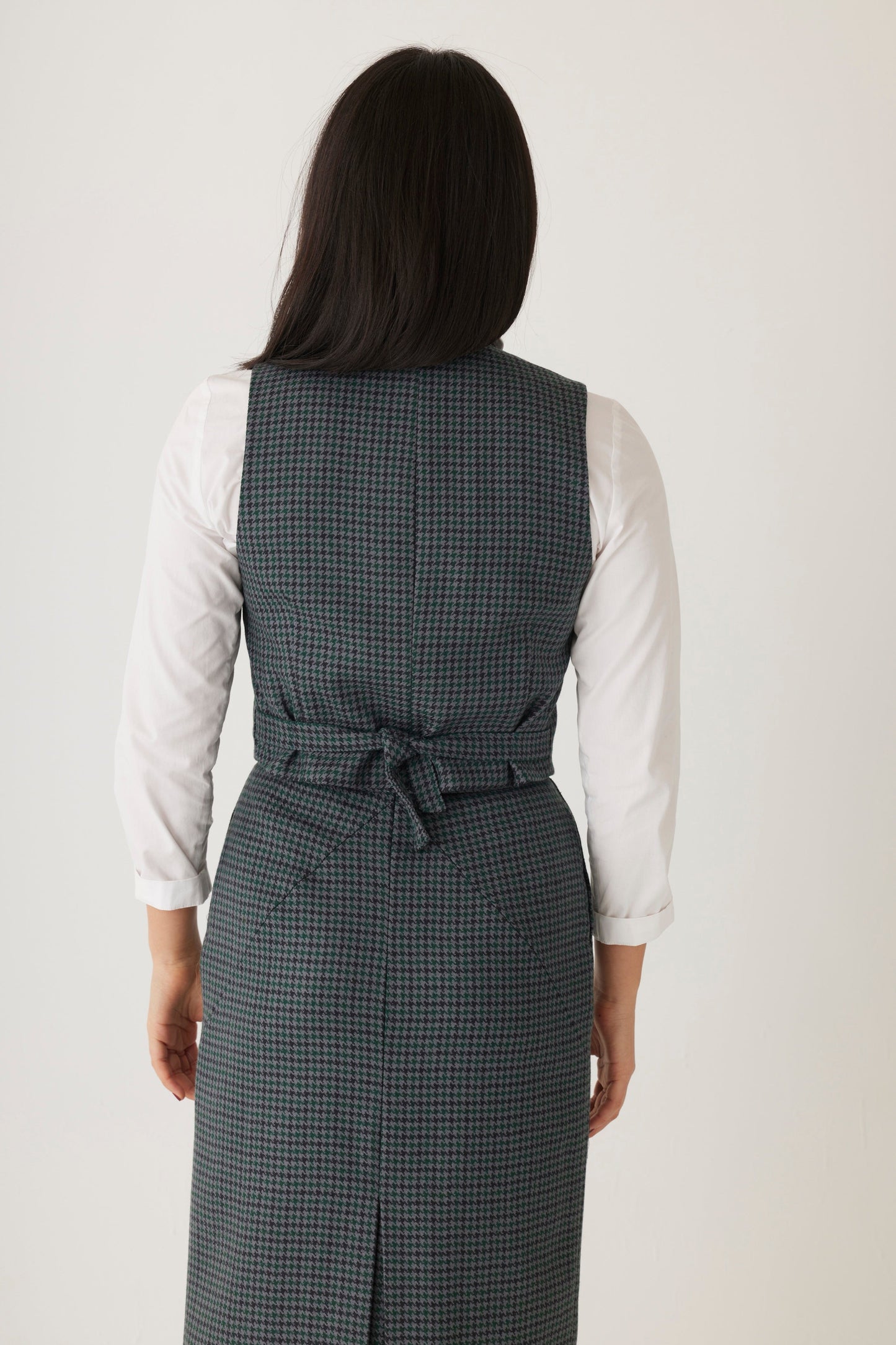 Diane Vest in Evergreen Houndstooth Wool Vest CHRISTINE ALCALAY   