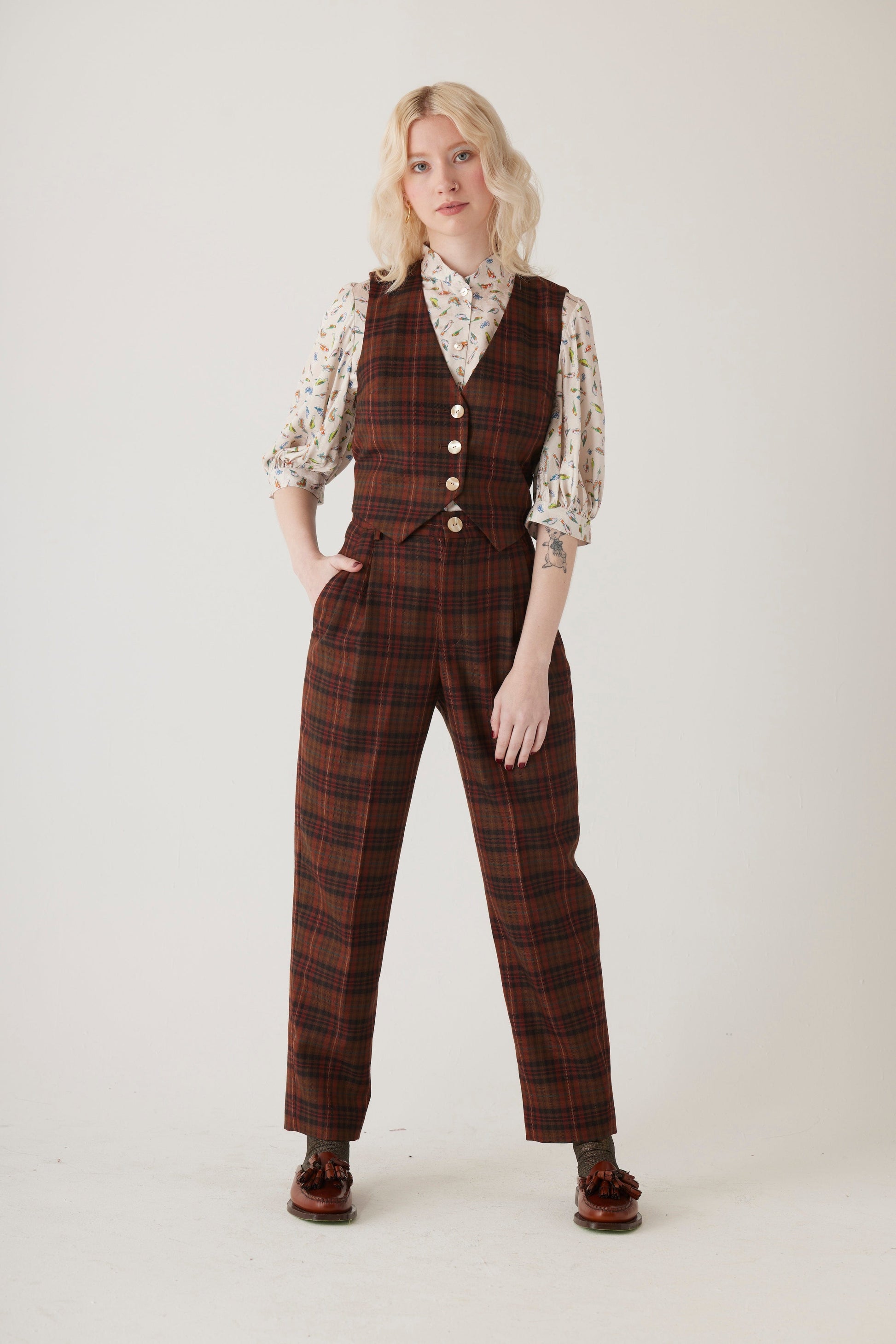 Diane Vest in Fireside  Plaid Wool Vest CHRISTINE ALCALAY   