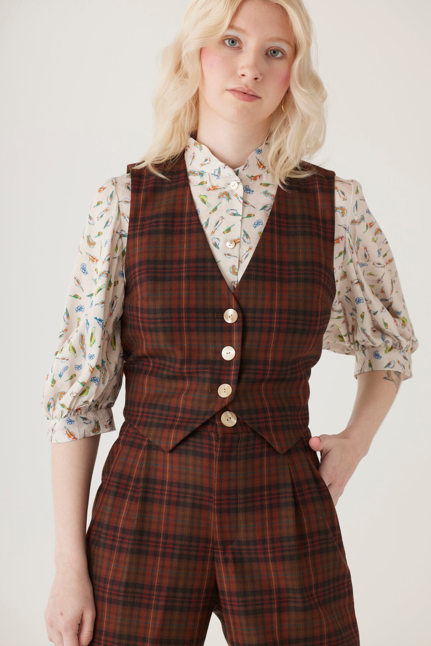 Diane Vest in Fireside  Plaid Wool Vest CHRISTINE ALCALAY   