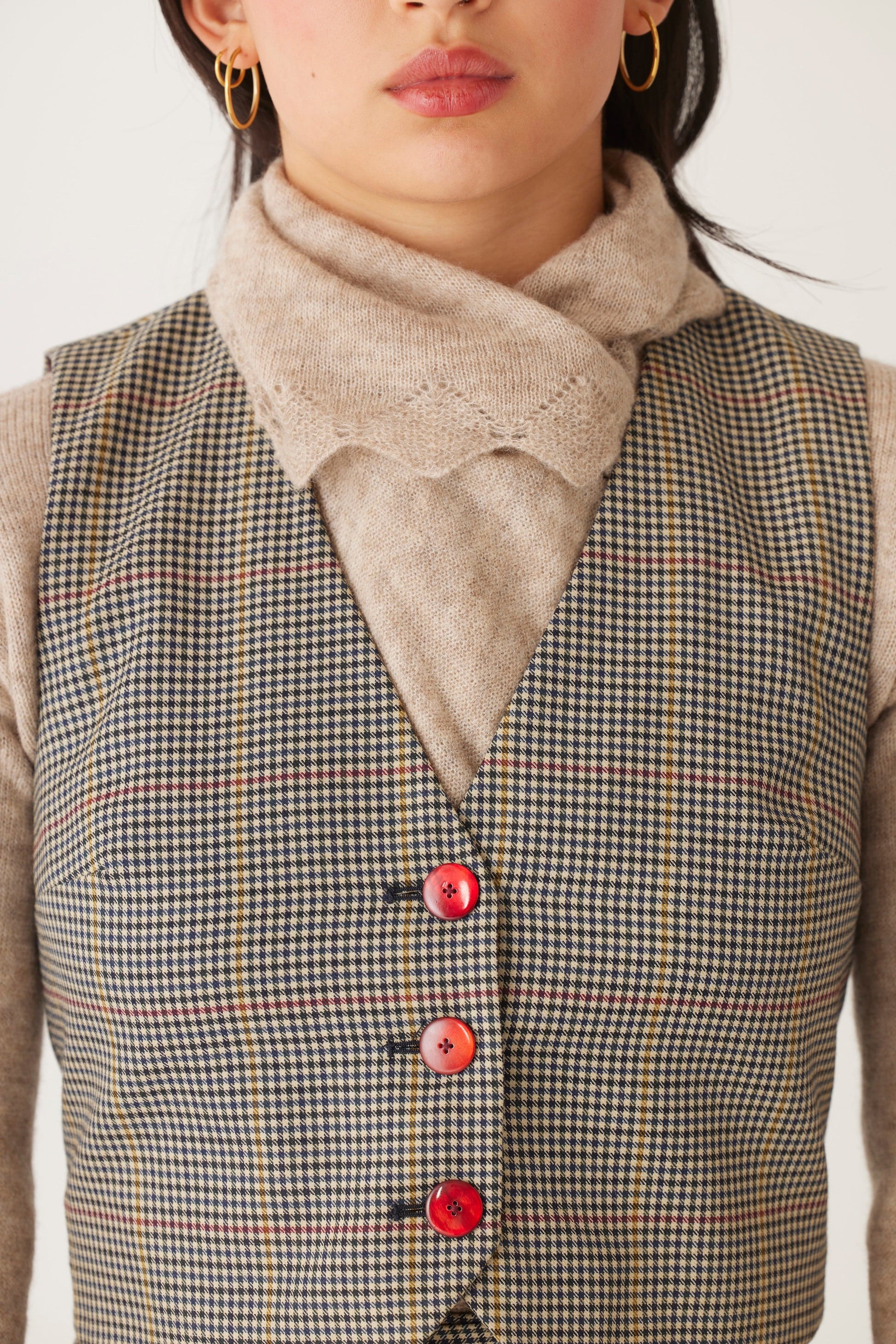 Diane Vest in Tropical Wool Plaid Vest CHRISTINE ALCALAY   