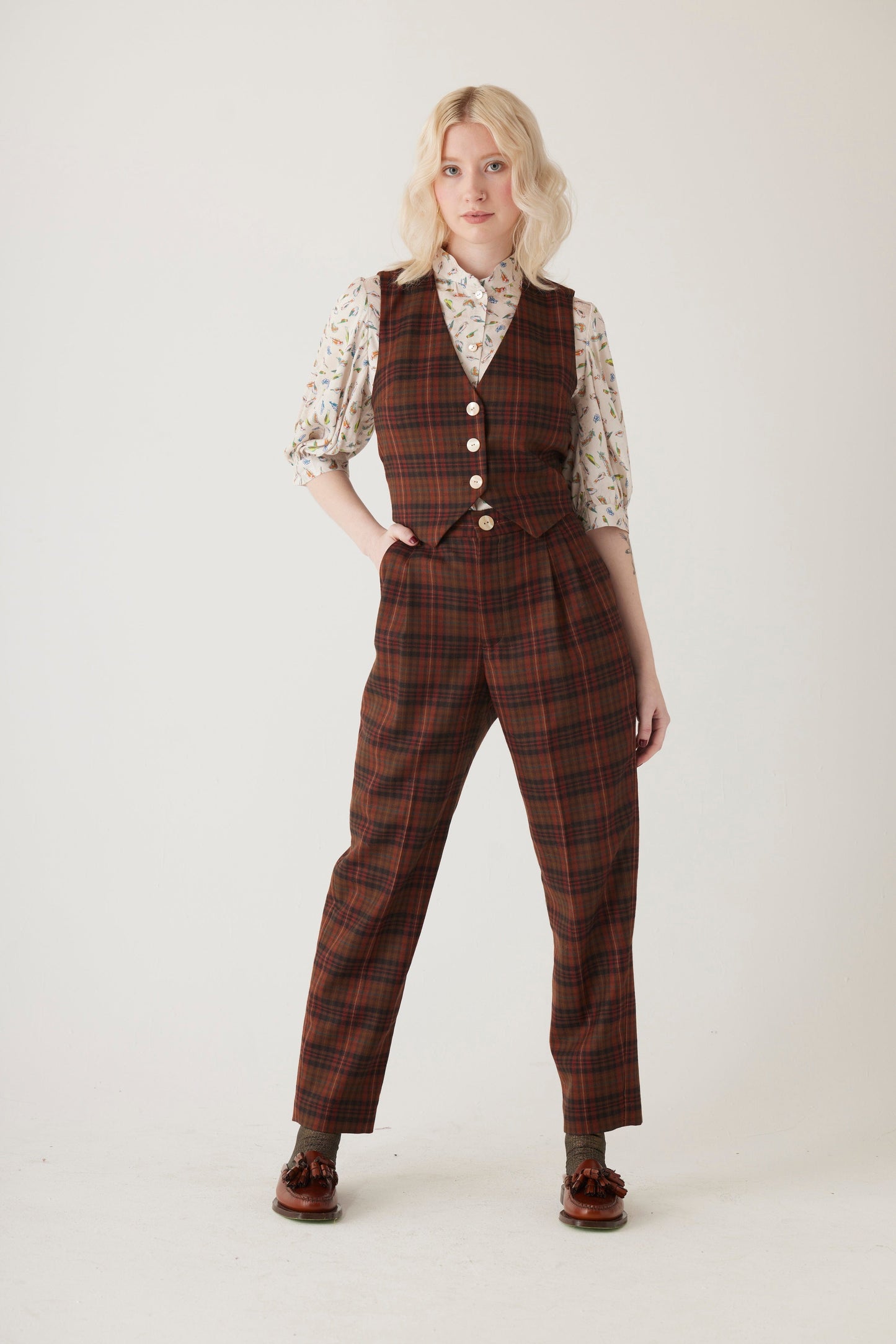 Diane Vest in Tropical Wool Plaid Vest CHRISTINE ALCALAY   