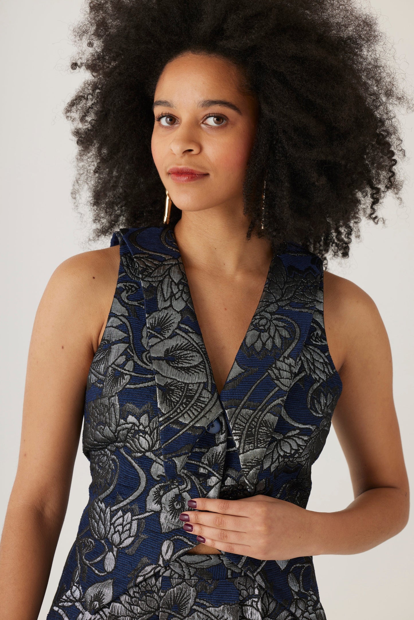 Audrey Collared Vest in Brocade Vest CHRISTINE ALCALAY   