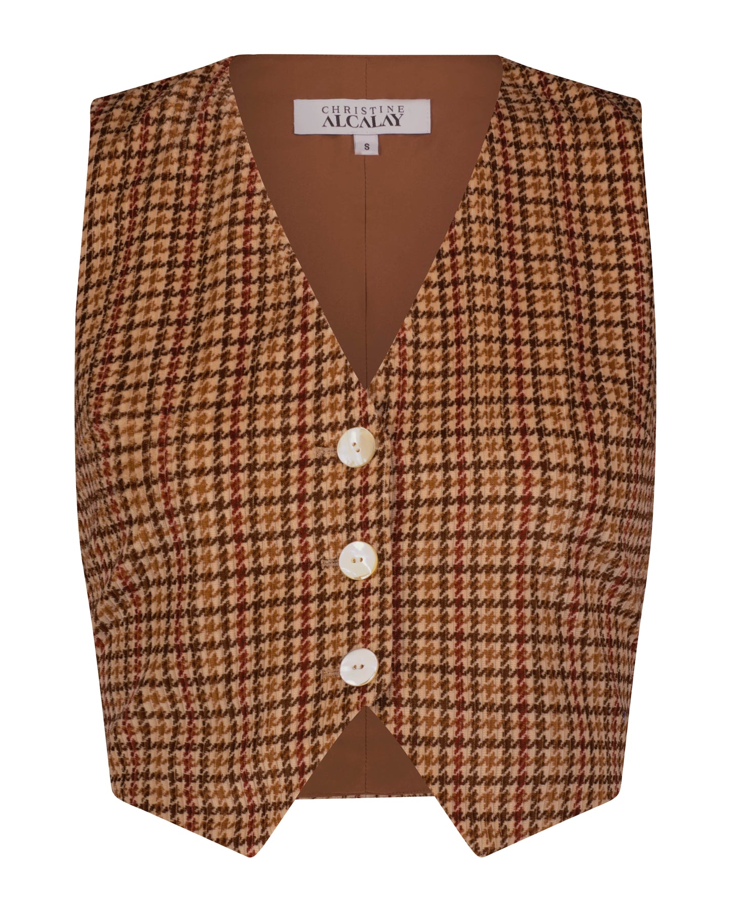 Diane Vest in Italian Houndstooth Corduroy Vests CHRISTINE ALCALAY   