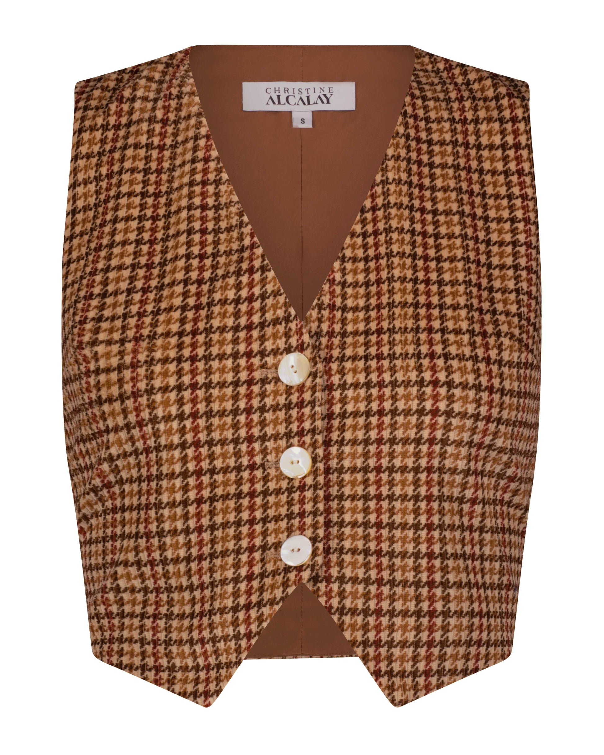 Diane Vest in Italian Houndstooth Corduroy Vests CHRISTINE ALCALAY