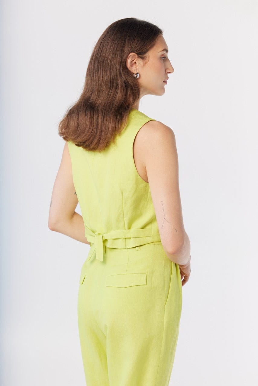 Diane Vest in Lemongrass Linen Blend Vests CHRISTINE ALCALAY