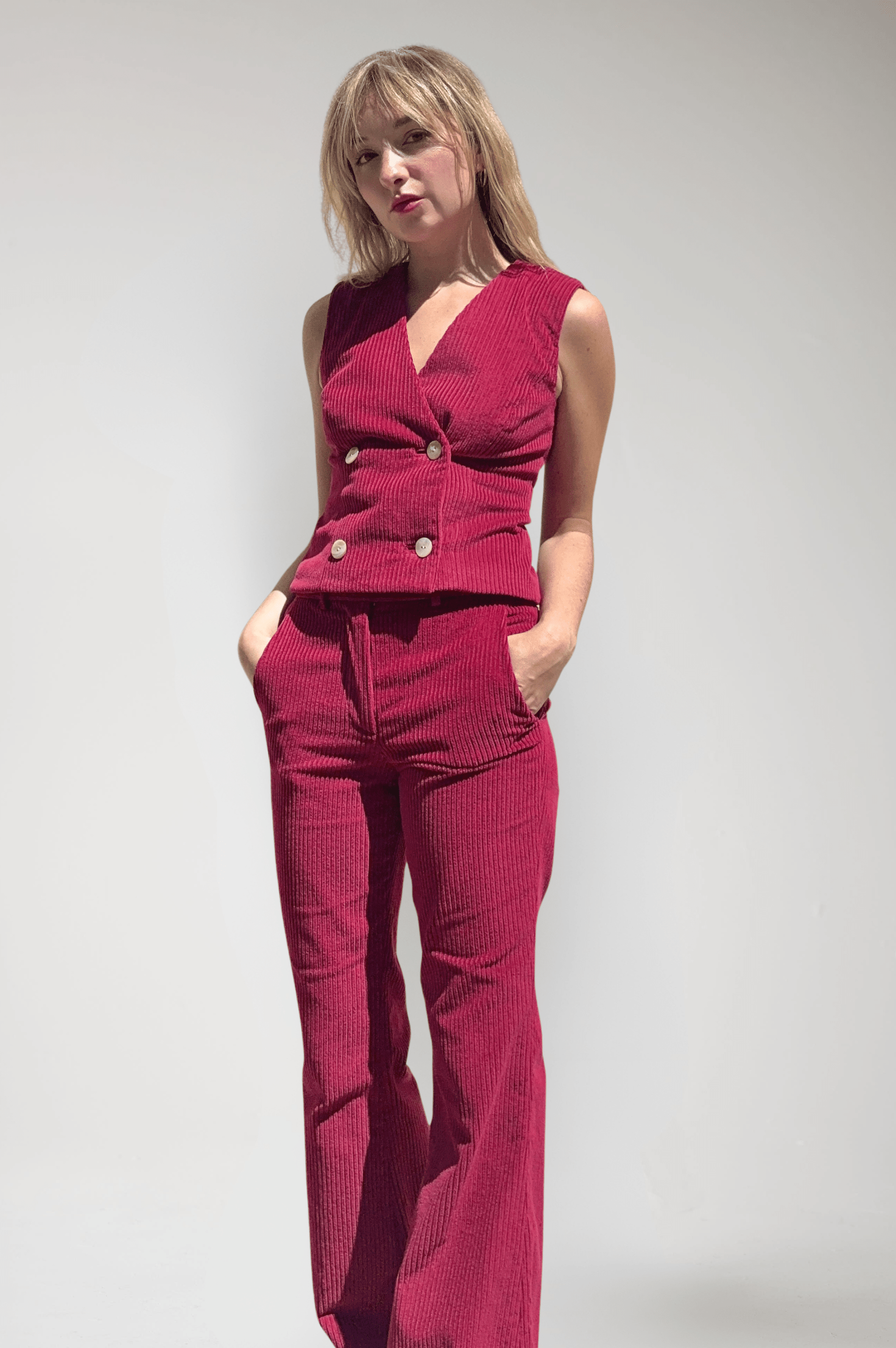 Cody Vest in Corduroy Vests CHRISTINE ALCALAY Dusted Rose Extra Small