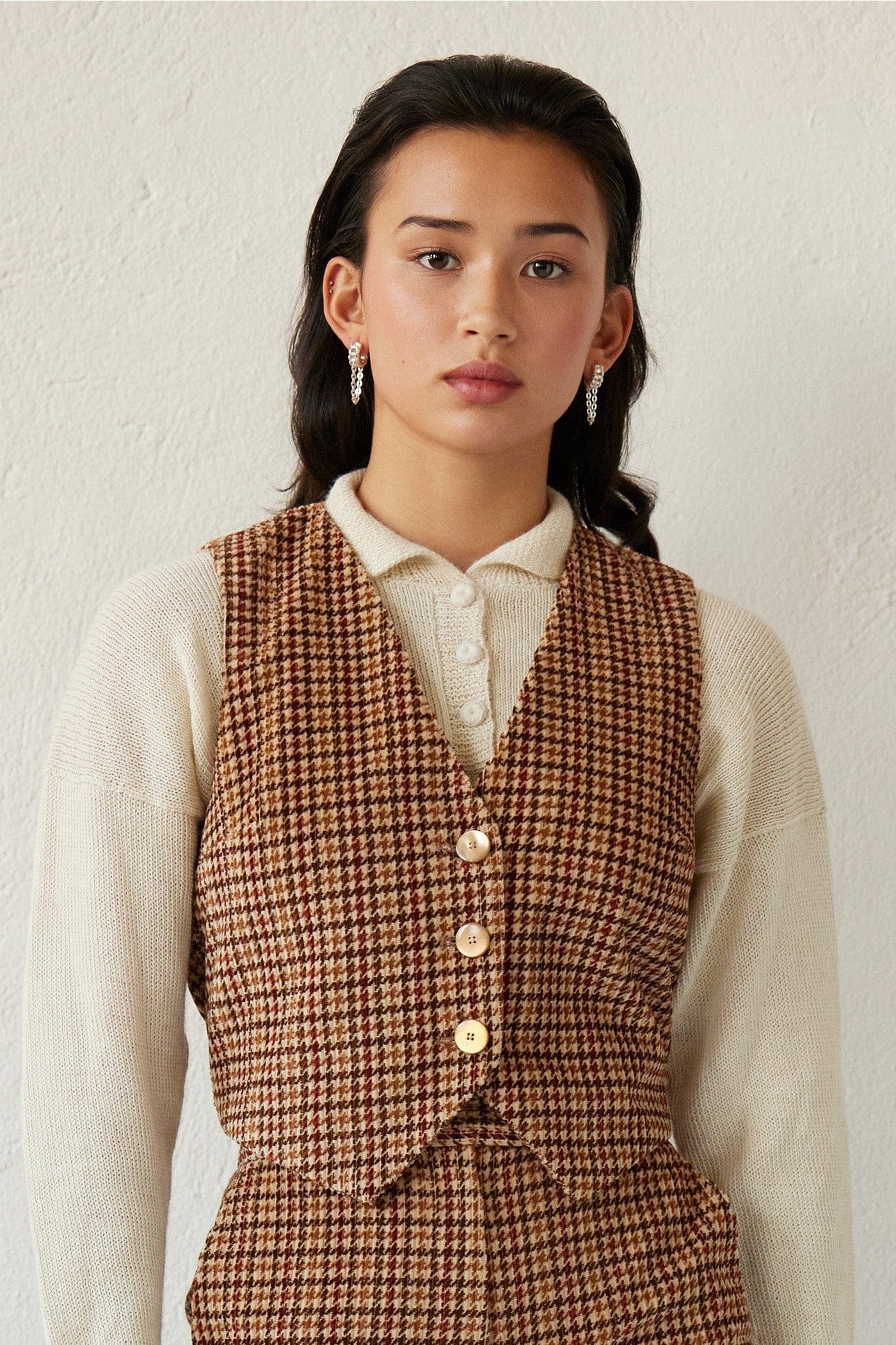 Diane Vest in Italian Houndstooth Corduroy Vests CHRISTINE ALCALAY Houndstooth Corduroy Extra Small