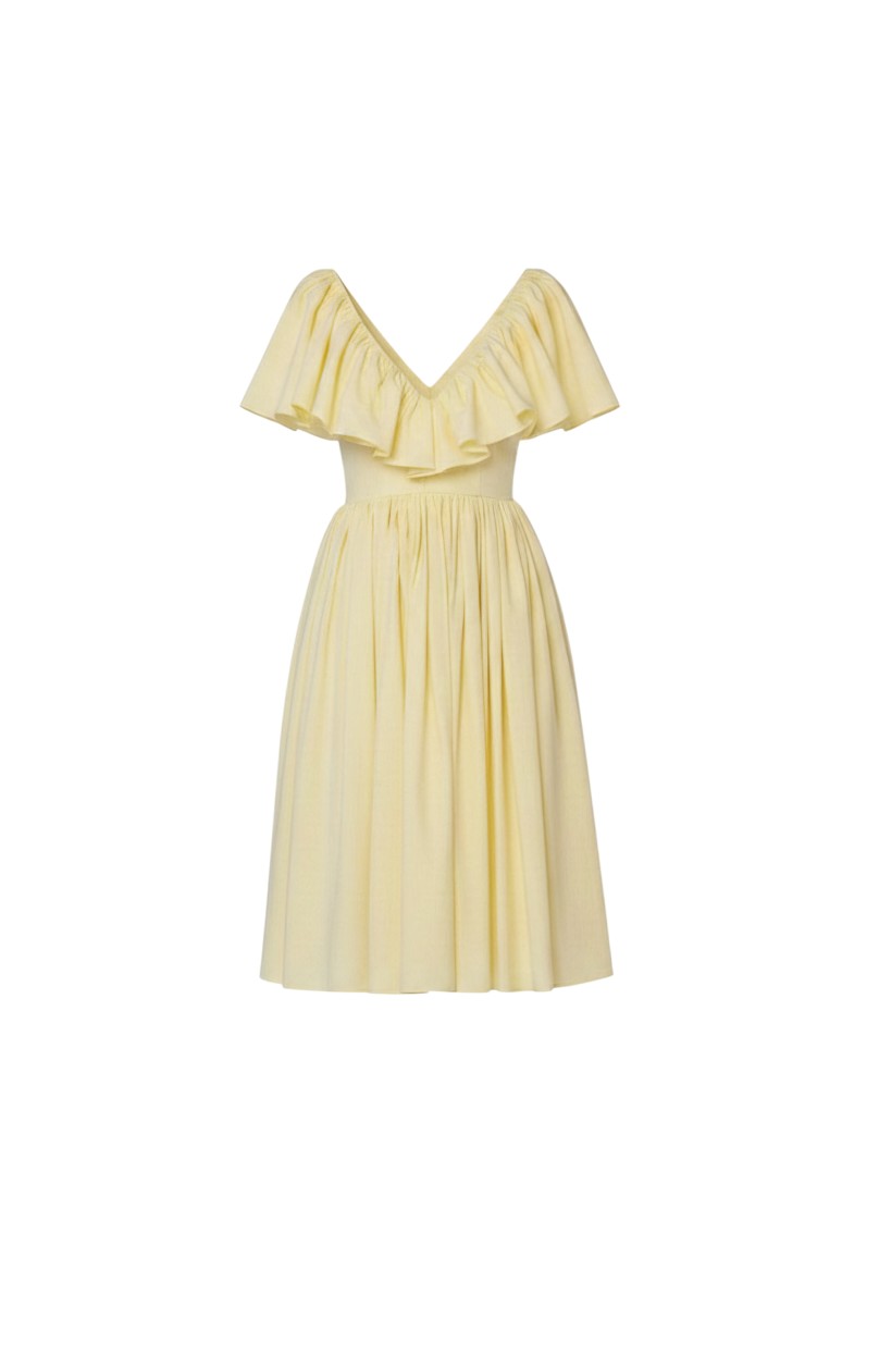 Hong Nhung Dress in Limoncello Yellow Cotton Dresses CHRISTINE ALCALAY