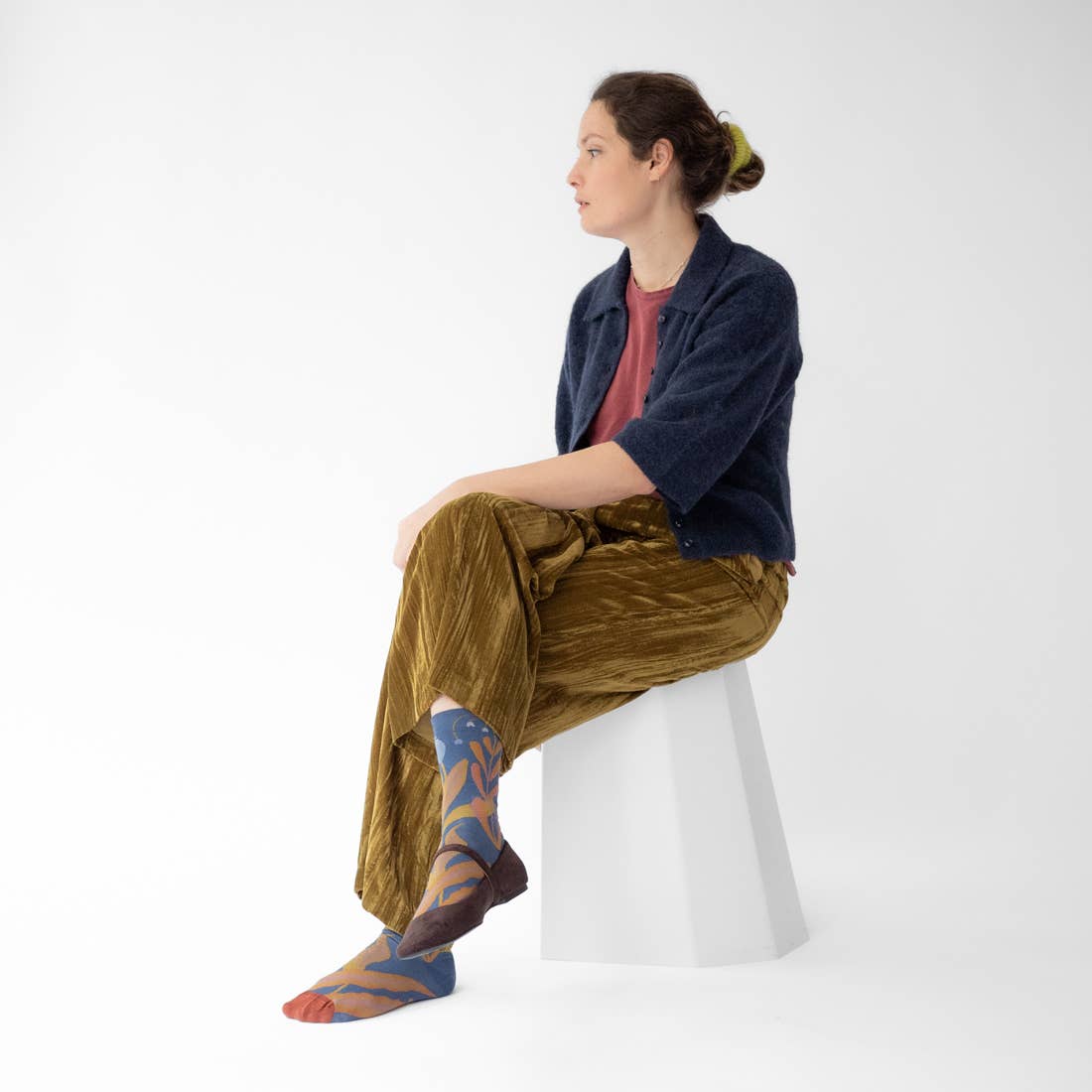 Denim Plant Sock Bonne Maison