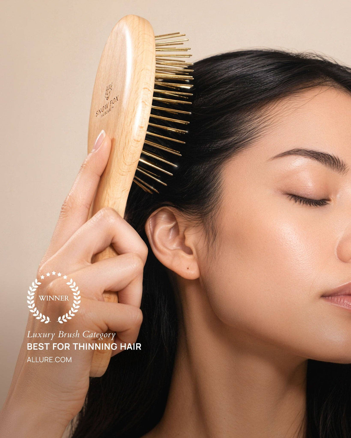 Large Gua Sha Brush: Classic Beechwood Snow Fox Skincare