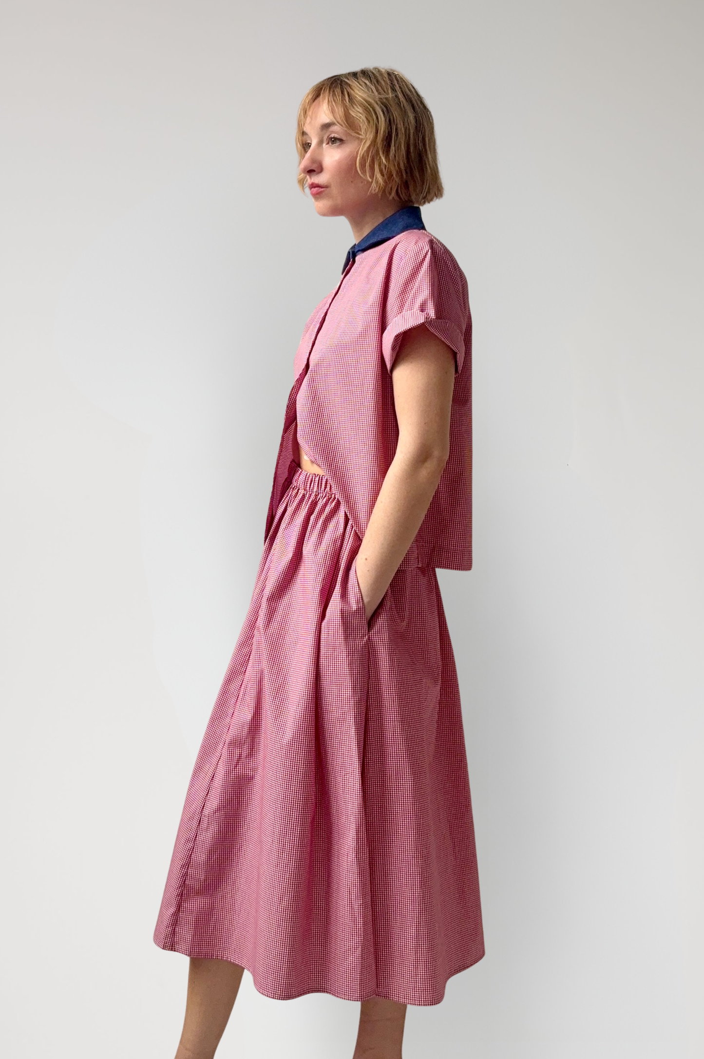Flora Blouse in Red Gingham Cotton Tops CHRISTINE ALCALAY