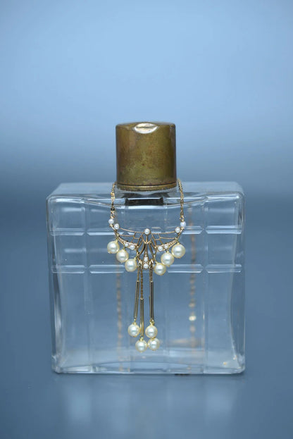 Glass Pearl Lace Long Necklace Jewelry Monshiro