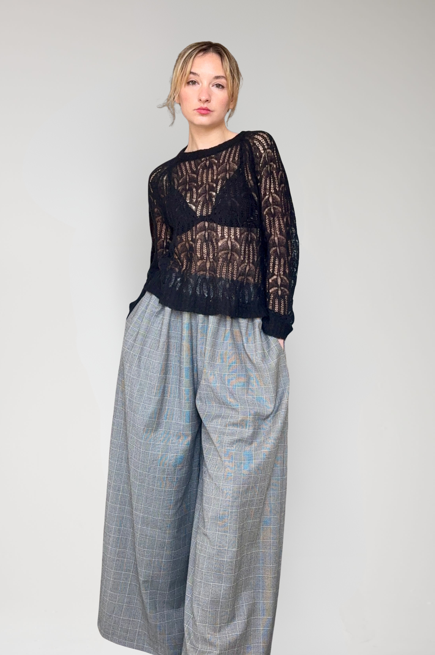 Gretchen Pant in Black Plaid Tropical Wool