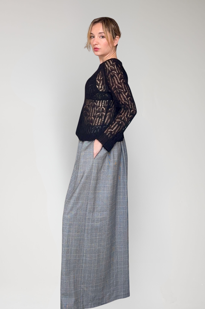 Gretchen Pant in Black Plaid Tropical Wool