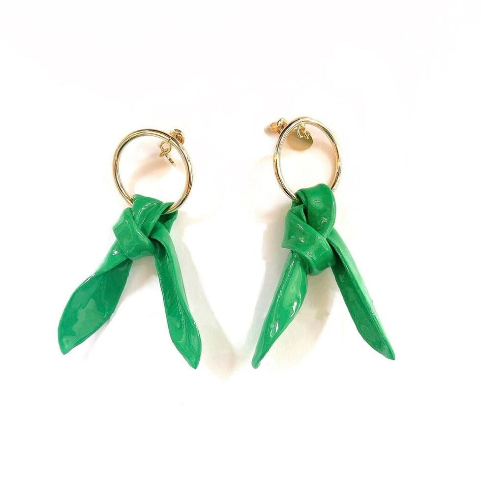 Mini Tie Earrings in Green Jewelry hannayoo works   