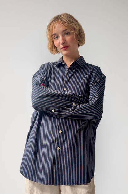 Jose Shirt in Striped Cotton Tops CHRISTINE ALCALAY Navy Stripe XS/S