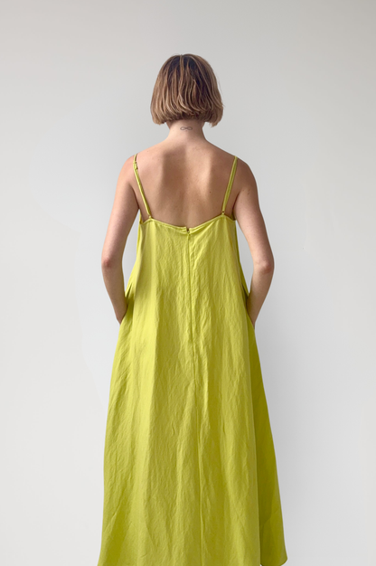 Calista Dress in Lemongrass Linen Blend Dresses CHRISTINE ALCALAY