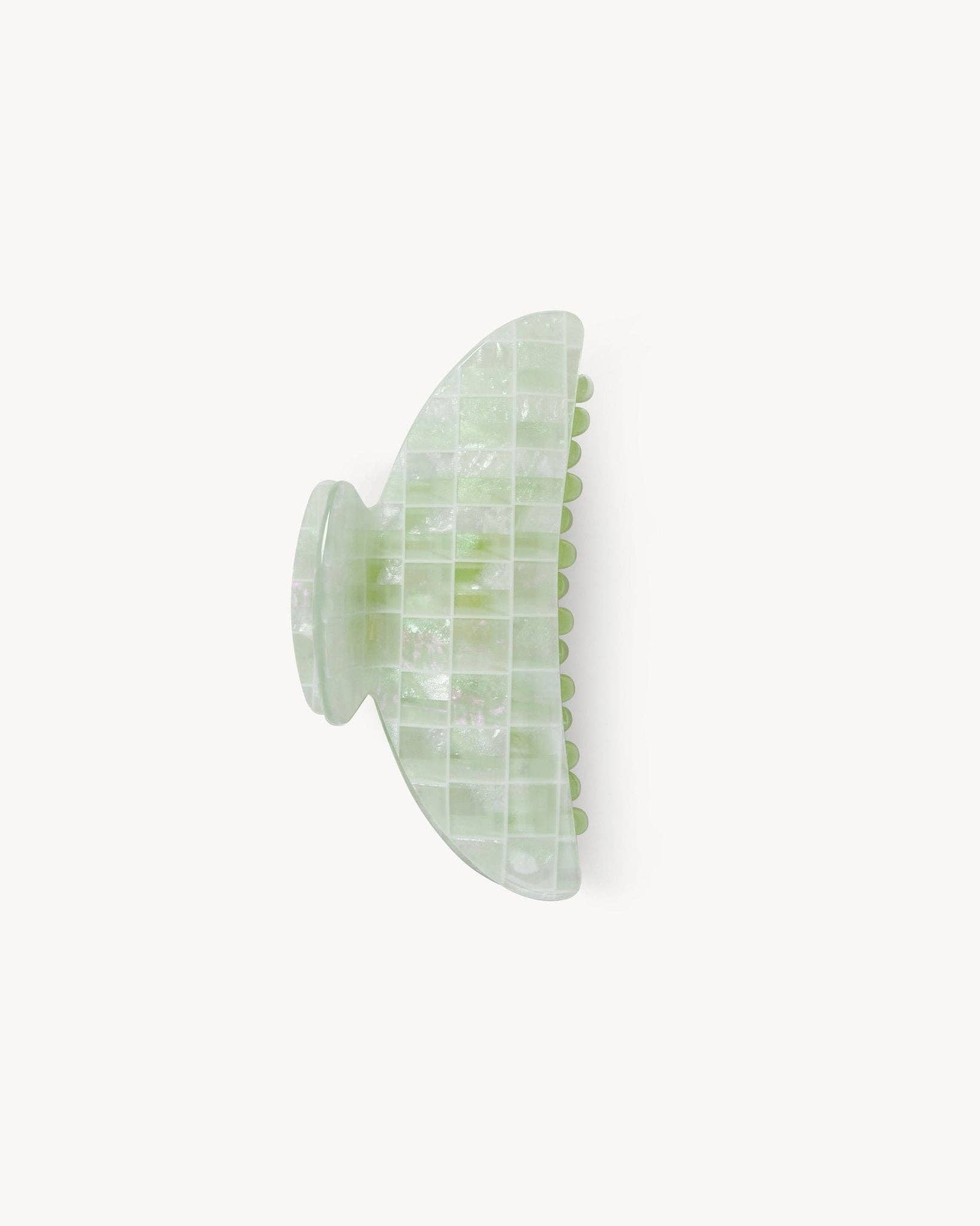 Midi Heirloom Claw in Mint Shell Checker Hair Accessories MACHETE   