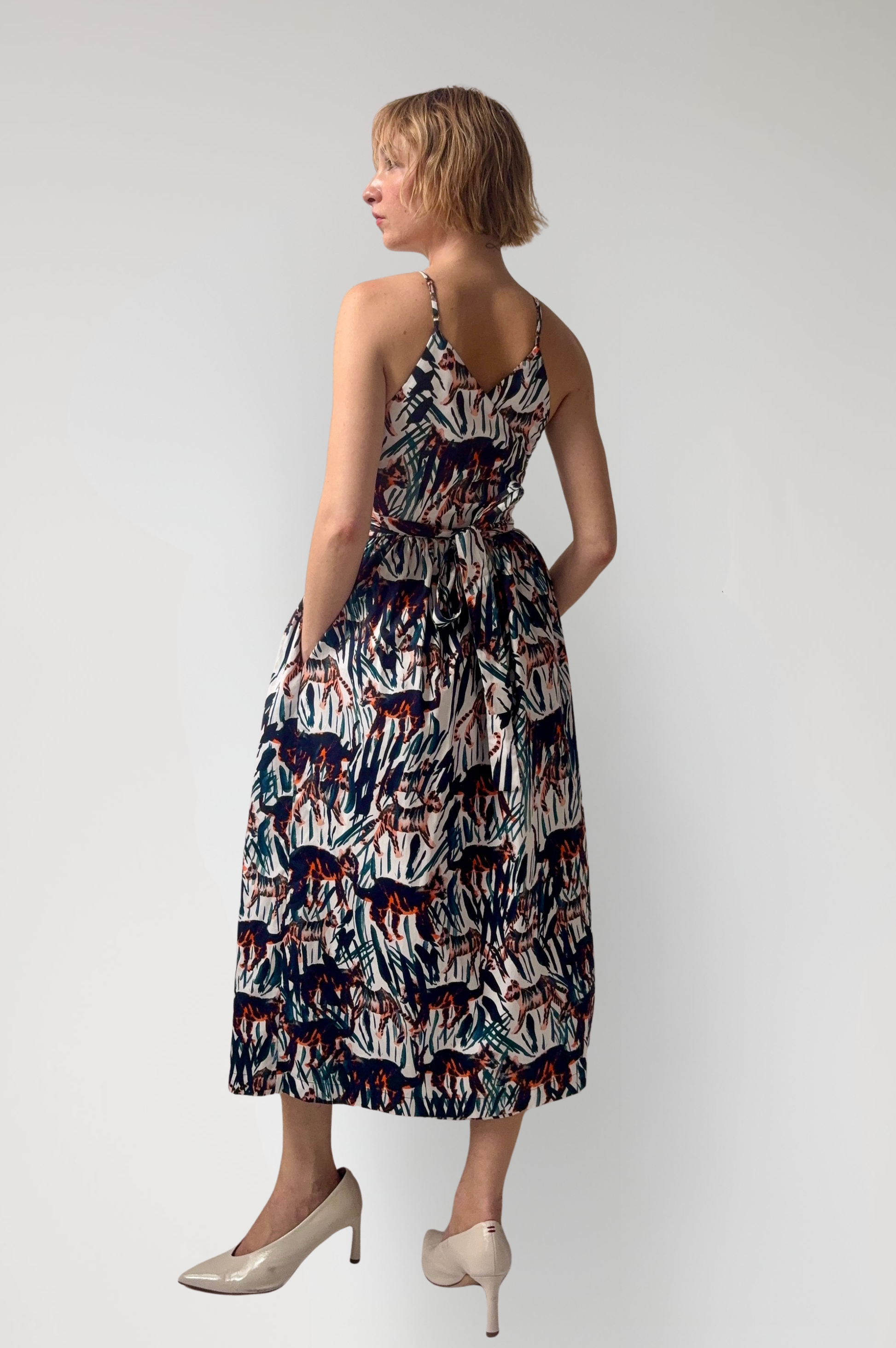 Mari Reversible Wrap Dress in Tiger Print Dresses CHRISTINE ALCALAY