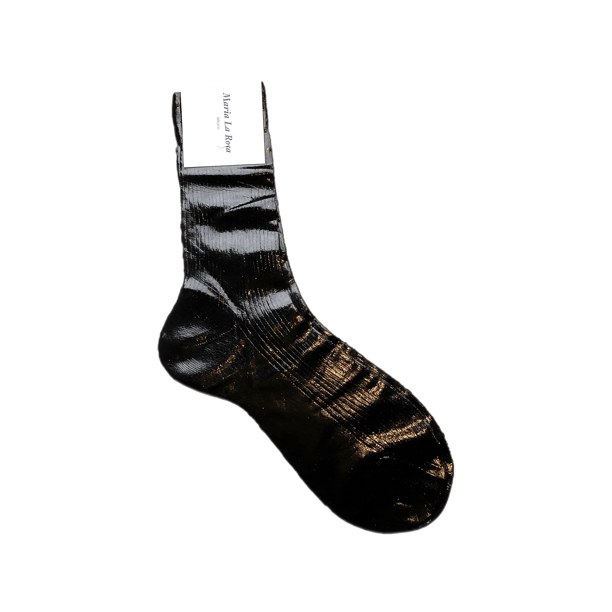 Maria La Rosa One Ribbed Laminated Sock Collection Socks Maria La Rosa Black  