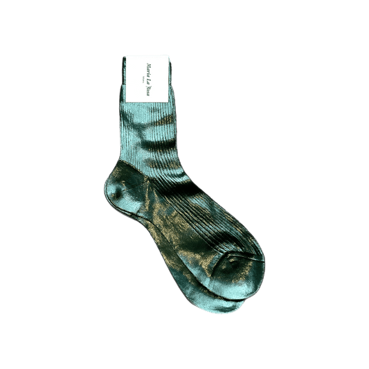 Maria La Rosa One Ribbed Laminated Sock Collection Socks Maria La Rosa Forest Green  