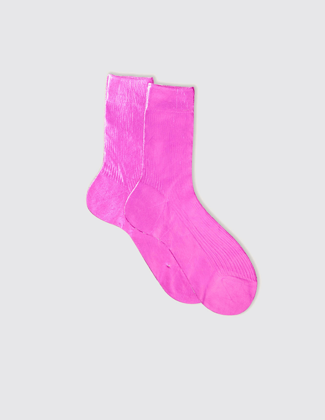 Maria La Rosa One Ribbed Laminated Sock Collection Socks Maria La Rosa Fuchsia