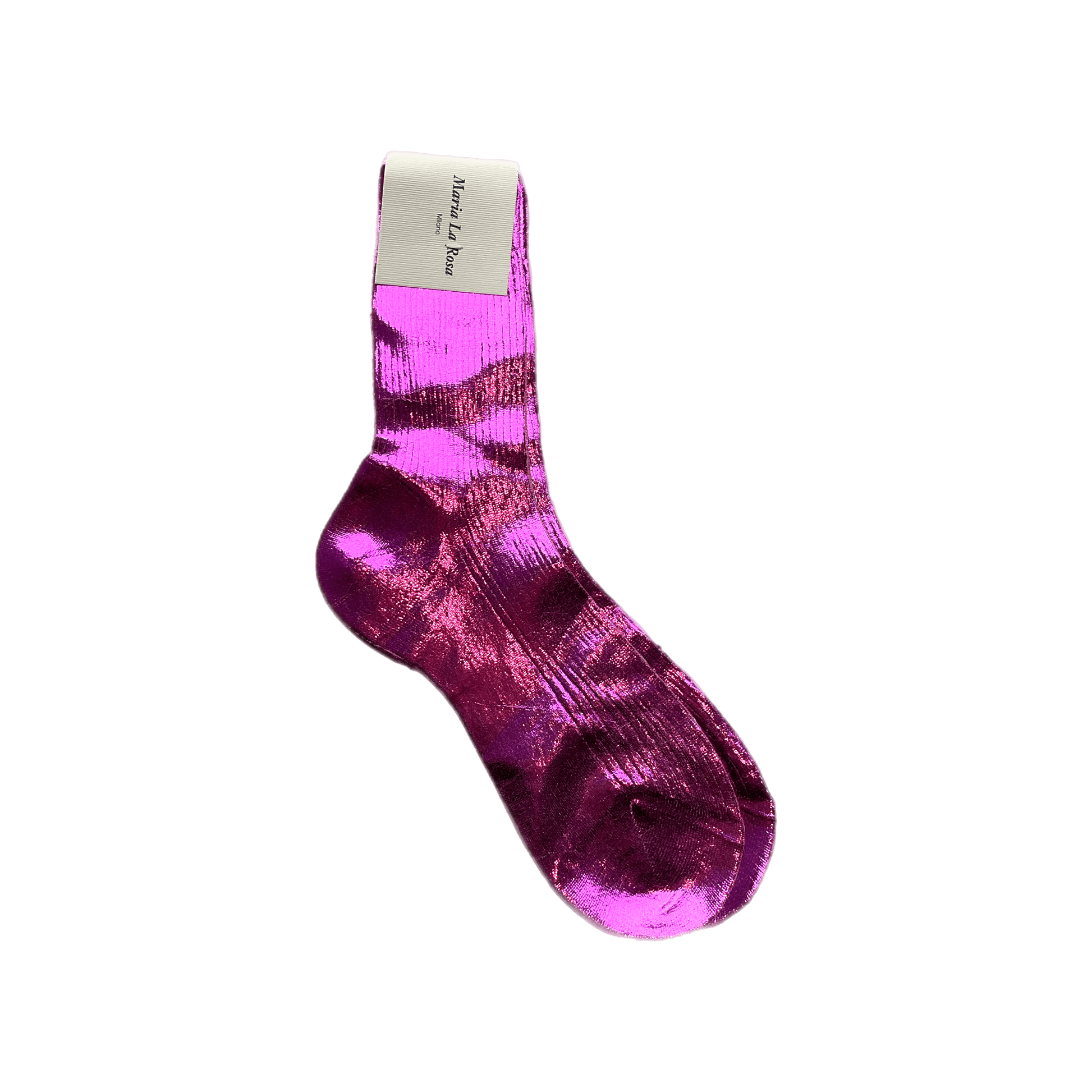 Maria La Rosa One Ribbed Laminated Sock Collection Socks Maria La Rosa Fuchsia  