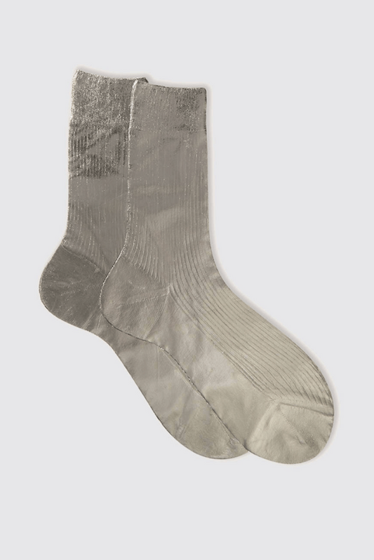 Maria La Rosa One Ribbed Laminated Sock Collection - Grey Socks Maria La Rosa
